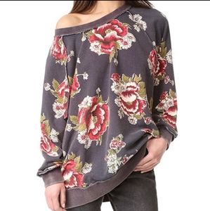 Free People Go On Floral Sweatshirt Size Medium